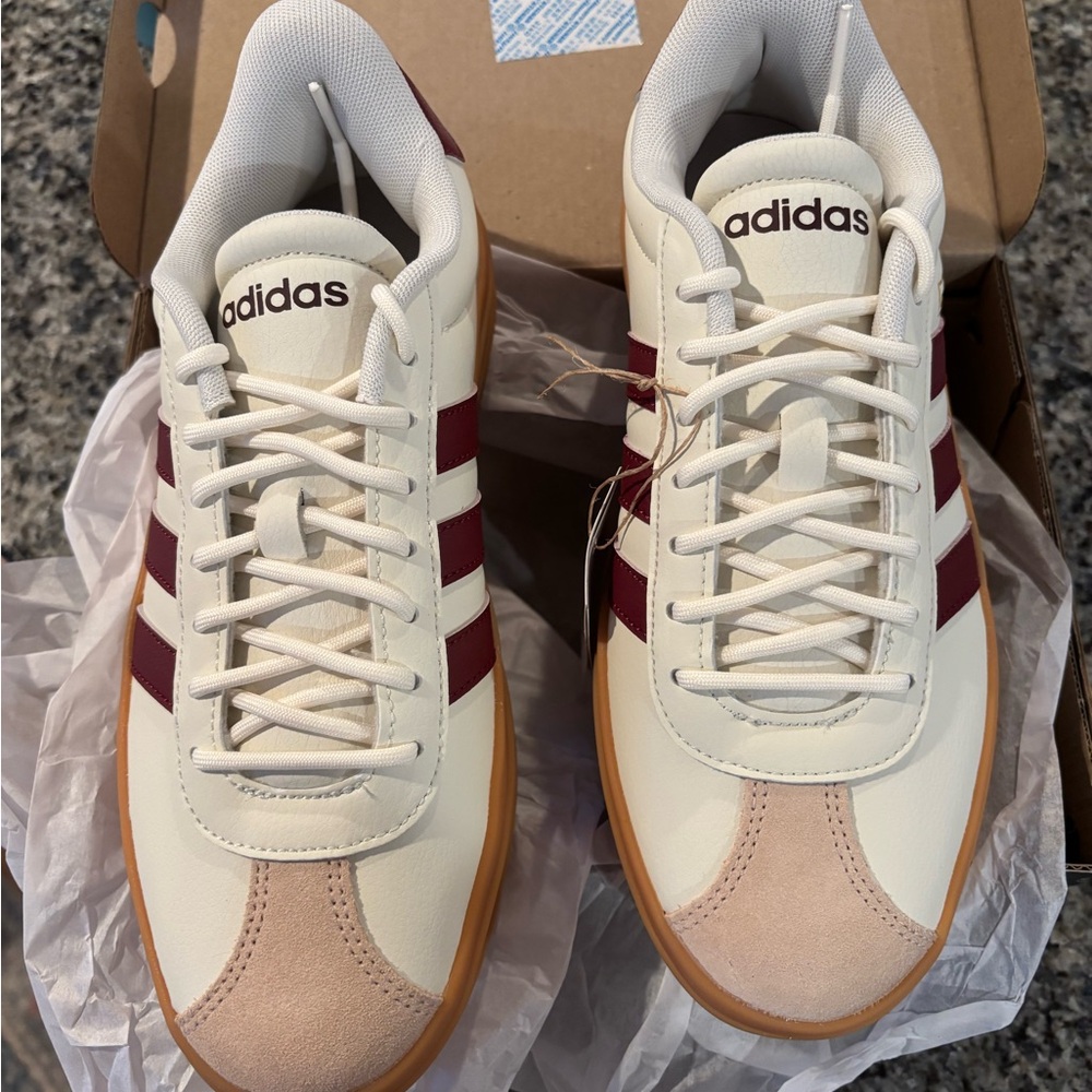 Adidas VL Court Bold - White and Burgundy